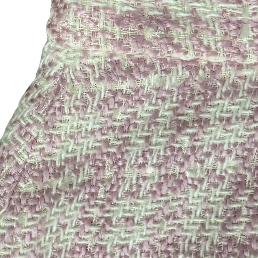Chantal Gaudreau Pink White Tweed Fringe Hem Pencil Skirt Size 10 Barbiecore - Picture 3 of 8